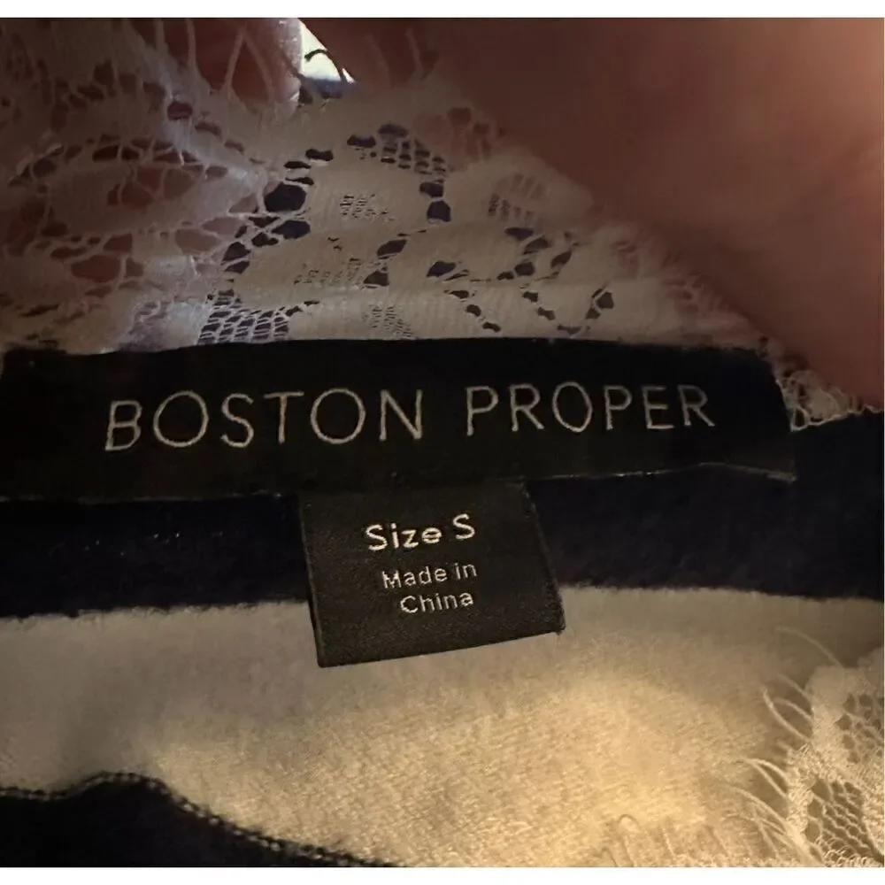 Boston Proper Striped Sweater With Lace Detail Sz S